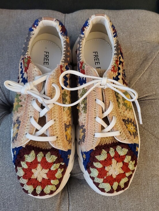 Free People Shoes - Free People Catch Me If You Can Woven Crochet Lace-Up Sneakers - Multicolor NWT